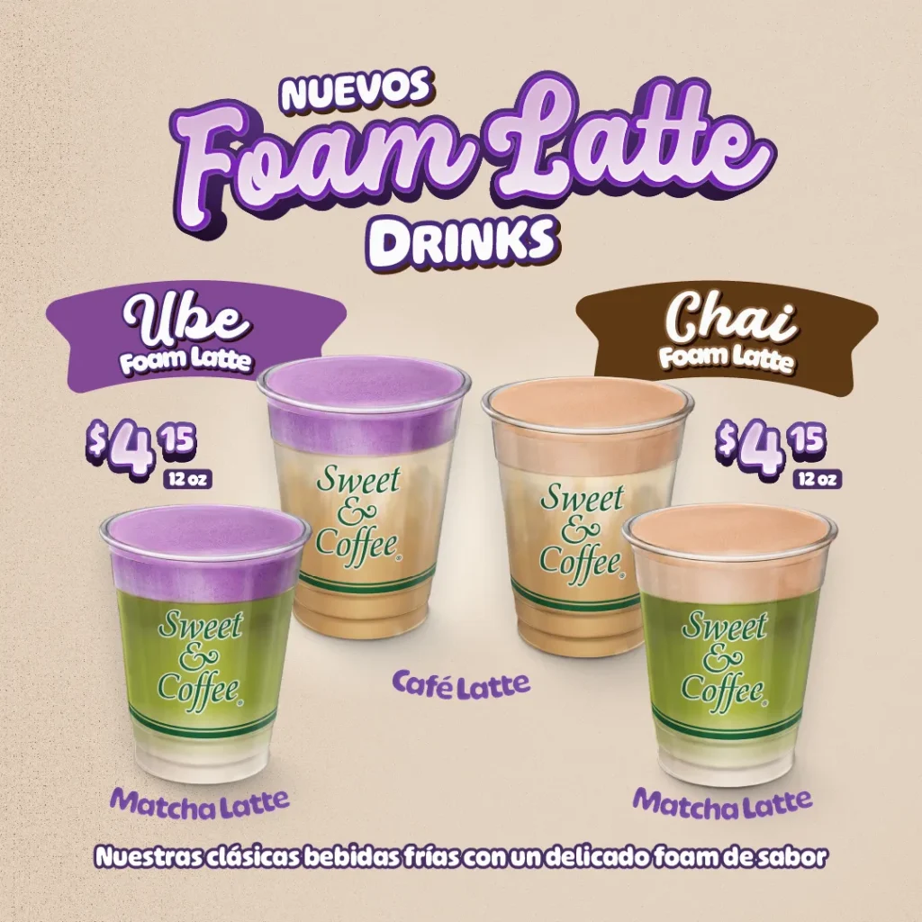 Sweet&Coffee® incorpora Foam de Ube y Chai a su propuesta de bebidas frías