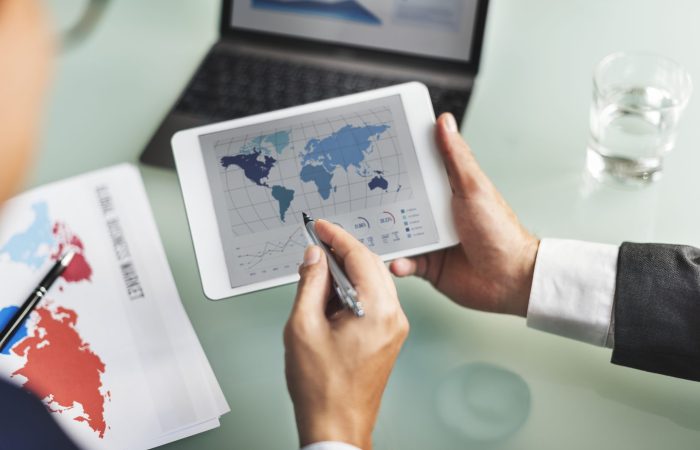 Business people working on data project