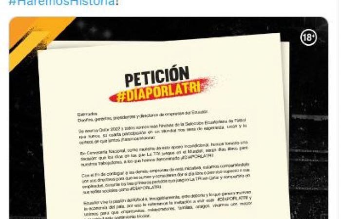 TWEET PETICIÓN #DÍAPORLATRI